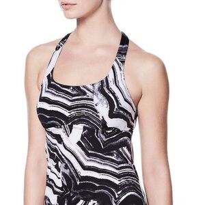 Nike Black and White Marble Print Women's Tankini Top - Small